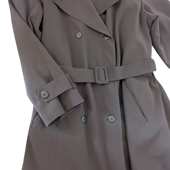 Jacqueline Ferrar Vtg 90s Belted Long coffee Brown Belted Coat Sz 20T - Picture 6 of 9